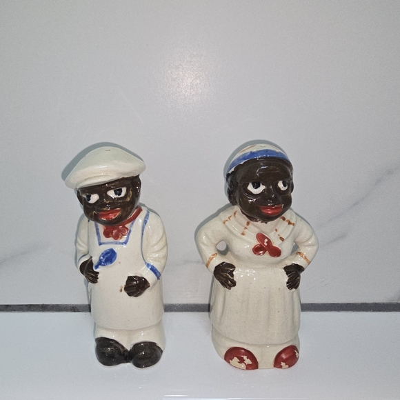 Rare Large Americana Vintage Salt and Pepper Shakers Hand Painted - Picture 4 of 8